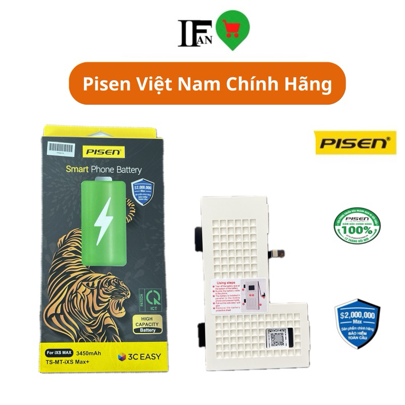 Pin Pisen Dòng Xs Max Dung Lượng Cao 3450mA Chính Hãng Bảo Hành 12 Tháng