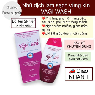 VAGIWASH Dung dịch vệ sinh (nhũ dịch) phụ khoa ngăn viêm ngứa, khử mùi, cân bằng pH an toàn cho mẹ bầu và sau sinh 100ml