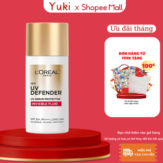 Kem chống nắng l'oreal paris defender serum invisible fluid spf 50+ siêu mỏng nhẹ và thoáng mịn uv 50ml