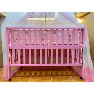 Nôi cũi cho bé sơ sinh đa năng Cũi Xinh màu hồng - Sử dụng từ 0 đến 12 tuổi 👶🏻🌟