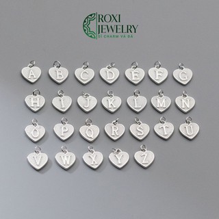 Charm bạc s925 hình trái tim in chữ cái xâu vòng tay handmade xinh xắn - charms.092 - roxi jewelry