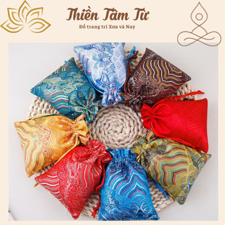 Túi gấm, túi thêu họa tiết thổ cẩm nhiều kích thước màu vàng, đỏ