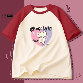 Áo Thun Nữ, Áo Phông Raglan Tee Unisex By PEABOO Mã Choco Heart Chất Cotton Thoáng Mát Form Rộng Tay Lỡ Cho Nam Nữ