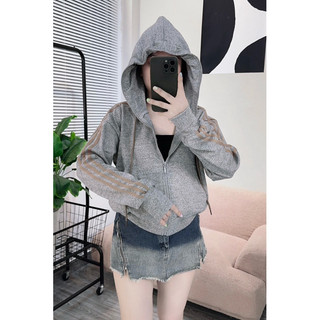 Áo khoác thun gân viền sọc