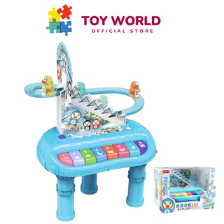 Đồ chơi cầu trượt chim cánh cụt leo cầu thang kết hợp đàn piano âm thanh vui nhộn đèn nháy đẹp mắt