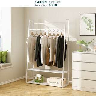 Giá treo quần áo kệ móc đồ đa năng khung thép mặt gỗ thêm kệ tiết kiệm diện tích - SGM122 SGM103