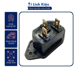 Ổ cắm 3 chân nồi cơm điện màu đen chân đồng.