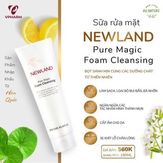 Sữa rửa mặt tạo bọt Newland Pure Magic Foam Cleansing 180ml