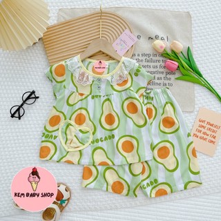 Bộ tole/lanh bé gái, đồ bộ tole ngắn bé gái kem baby shop