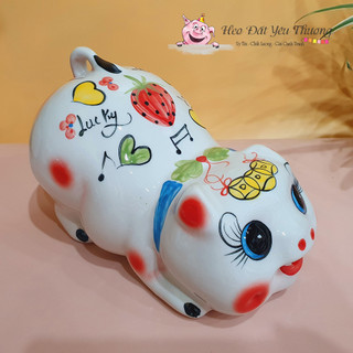Heo đất đẹp dáng dài gốm sứ Ống Tiết Kiệm Đựng Tiền