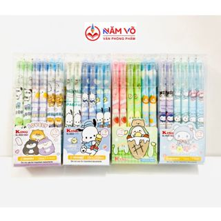    BÚT BẤM  HỘP 12 Cây Bút Viết Gel Bấm Bôi Xóa Tẩy Được  Mực Xóa Được  Ngòi 0.5mm -Mực Xanh Tím- Mực Đậm Mẫu ngẫu nhiên  