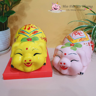 Heo đất Mắt Híp Gốm Sứ bát tràng đựng tiền tiết kiệm trang trí làm quà tặng