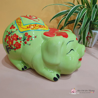 Heo đất Mắt Híp Gốm Sứ bát tràng đựng tiền tiết kiệm trang trí làm quà tặng