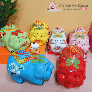 Heo đất Mắt Híp Gốm Sứ bát tràng đựng tiền tiết kiệm trang trí làm quà tặng