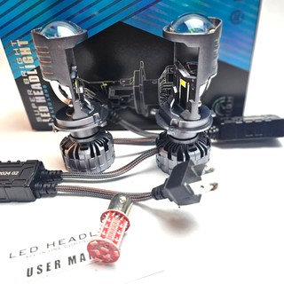 Pha led bi cầu mini a7 - 90w chân h4. lắp ô tô-xe máy chân h4