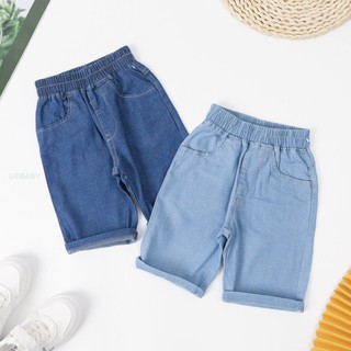 Quần bò dáng lửng cho bé trai bé gái size 13-23kg, Quần jeans lửng cho bé, quần sooc jeans bé trai, quần sooc bò bé tra