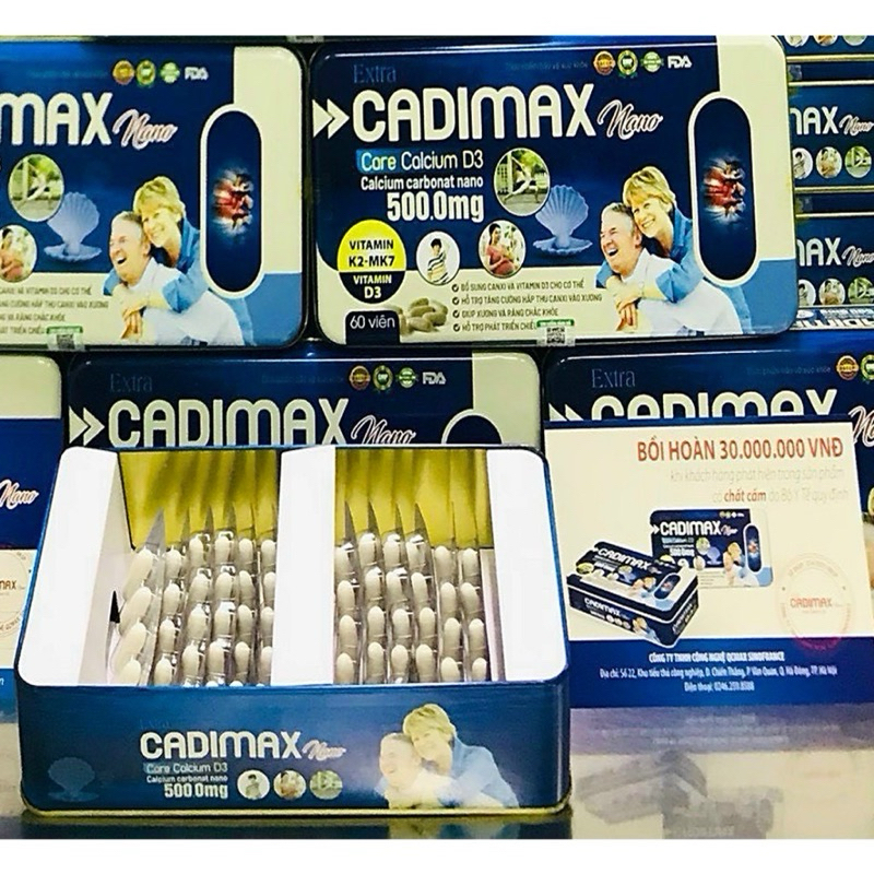 Viên Uống Bổ Sung Canxi Extra CADIMAX NANO Phát triển Chiều Cao, Hấp Thụ Canxi Vào Xương , Giúp Xương chắc khỏe