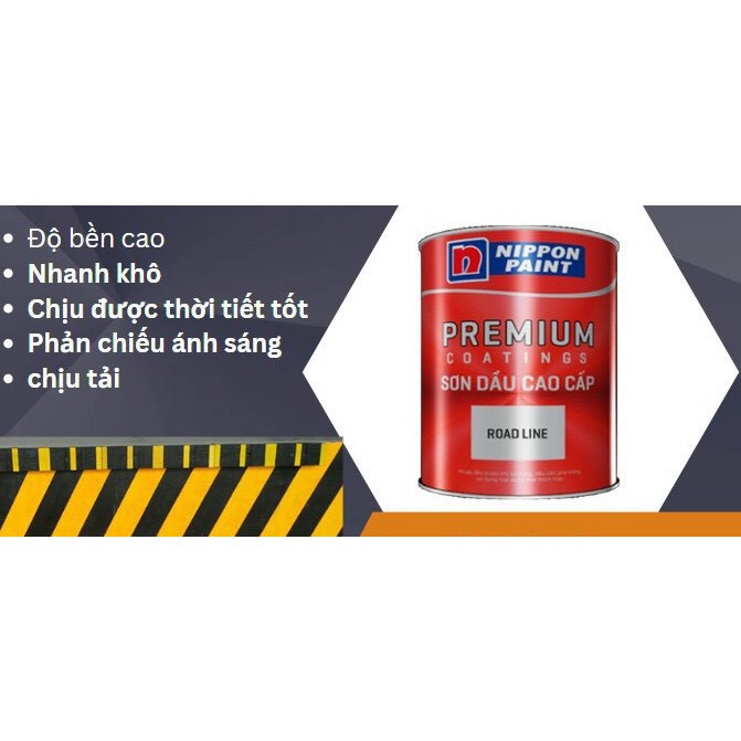 Nippon - Sơn kẻ vạch - phản quang - ROADLINE REFLECTIVE màu Trắng đỏ vàng đen - Lon 5 Lit