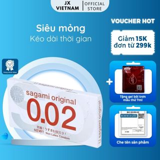 Bao Cao Su Sagami 002 Siêu mỏng cao cấp 0,02mm [CHÍNH HÃNG 100%] (Hộp 2 bao), Nhật Bản, Mỏng như vô hình_Tình thăng hoa