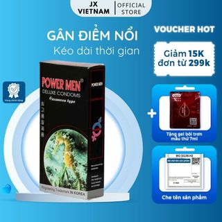 Bao cao su POWERMEN LONG SHOCK - Cao Cấp Chính Hãng Hàn Quốc - Hộp 12c, Gân Gai_Kéo dài cuộc yêu