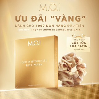 Mặt nạ gạo hydrogel vàng - tặng 1 cột tóc - hồ ngọc hà moi cosmetics - cấp ẩm sáng da