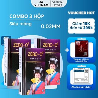 COMBO 3 Hộp Bao Cao Su ZERO O2 - Siêu Mỏng 002 - Chính Hãng Nhập Khẩu Nhật Bản - Siêu xịn.
