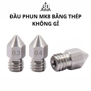 Đầu phun MK8 BẰNG THÉP KHÔNG GỈ nhựa 1.75mm dành cho máy in 3D