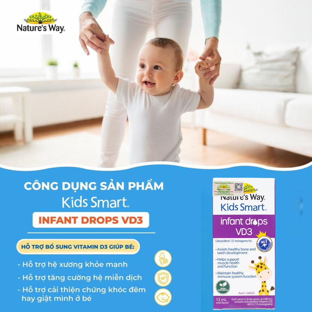 Siro Uống Nature's Way Kids Smart Infant Drops VD3 Bổ Sung Vitamin D Cho Bé 13ml