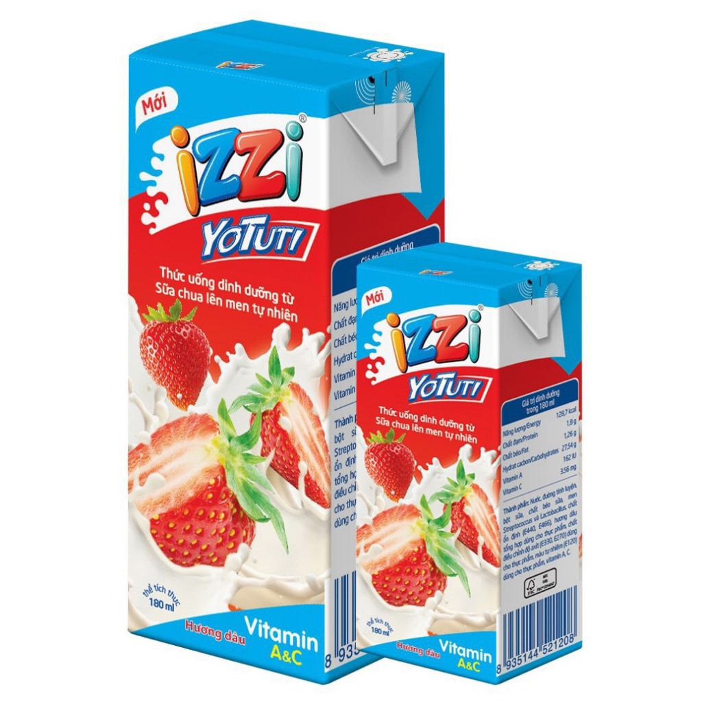 Thùng 48 hộp sữa chua uống Izzi Yotuti hương dâu 110ml [HN giao hàng hoả tốc] - Ảnh 3