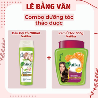 Combo Dưỡng Tóc Thảo Dược Dầu Gội Tỏi 700ml Vatika Và Kem Ủ Tóc Vatika 500g Tỏi Dưỡng Sâu Chắc Khoẻ | Lê Bằng Vân