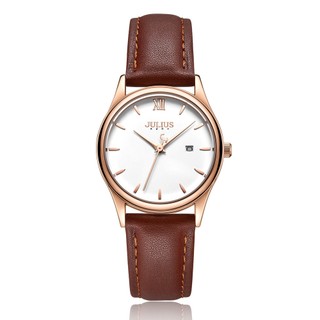 Đồng Hồ Nữ Dây da JA-1309LC Julius Hàn Quốc có lịch ngày