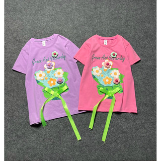 Đầm thun cotton suông đính hoa nổi