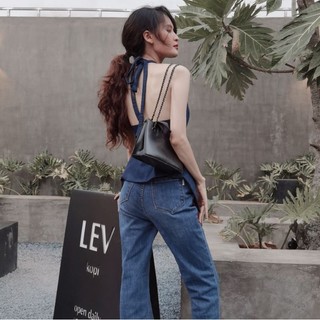 ÁO YẾM JEAN CỘT DÂY, HỞ LƯNG