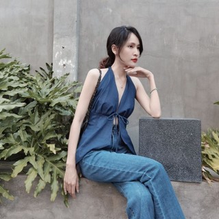 ÁO YẾM JEAN CỘT DÂY, HỞ LƯNG