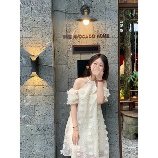 HML Đầm Maxi Trắng Đi Biển Cổ Yếm Siêu Xinh Có Lót Mềm Váy Cổ Yếm Tiểu Thư Dễ Thương Bigsize