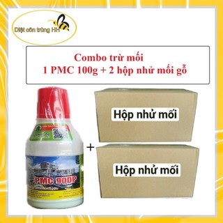 Combo diệt mối : 1 thuốc diệt mối dạng bột pmc 90dp 100gr + 2 hộp nhử mối gỗ
