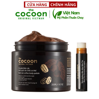 Combo Cà phê Đắk lắk làm sạch da chết cocoon 200ml + Son dưỡng dầu dừa Bến Tre cocoon 5g