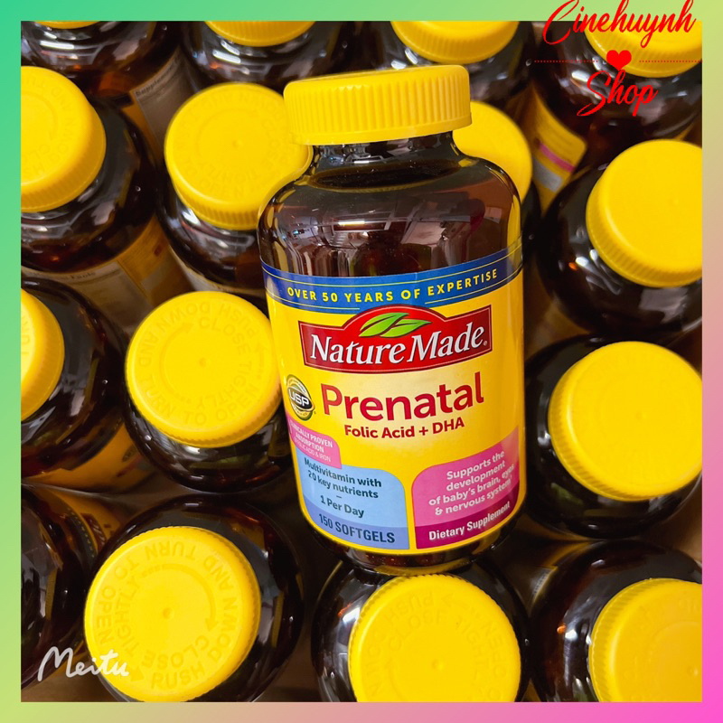 Viên uống bà bầu Nature Made _ Prenatal FOLIC ACID +DHA 150 viên
