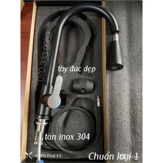 Vòi rửa chén bát nóng lạnh inox 304 phủ nano quay 360 độ vòi rút dây