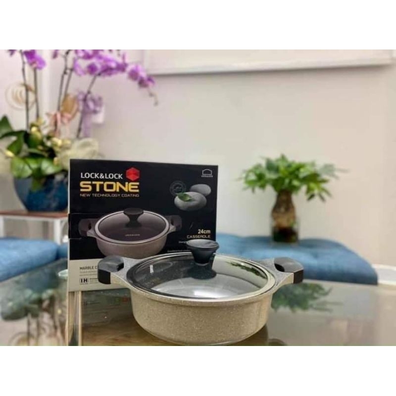 NỒI LOCK ĐÁ 7 LỚP STONE PHI 24cm LOCK & LOCK LCA6242D THÀNH THẤP
