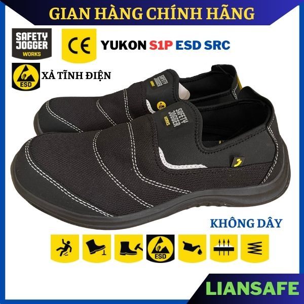 Giày bảo hộ lao động nam Safety Jogger Yukon S1P không dây siêu nhẹ - Giày chống đinh nam công trình - mũi thép -shoes