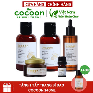 Bộ 5 chăm sóc da mụn Cocoon Việt Nam chuyên sâu: Gel + Toner + Serum + Mặt nạ + Chấm mụn bí đao cocoon