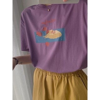 Áo thun nữ cổ tròn in hình bánh mì MENINA_STUDIO, áo thun nữ cotton form rộng trẻ trung siêu xinh cho nữ
