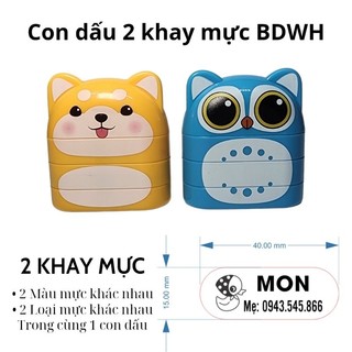 Con dấu 2 khay mực BDWH Làm được 2 nội dung trên cùng 1 con dấu