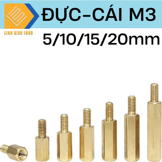 Trụ đồng hex-m3 đực-cái dài 5/10/15/20mm