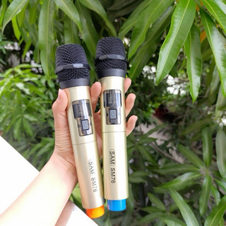 [Rẻ vô địch] Micro không dây đa năng pin sạc SAM SM76 dành cho âm ly loa kéo micro karaoke gia đình mic hát