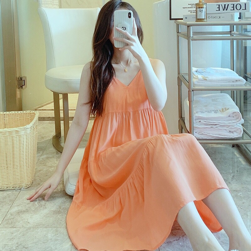 Váy Mặc Nhà - váy Ngủ ( váy 2 dây - 4 Tầng  ) chất liệu Lanh Lụa- mềm - mát | BigBuy360 - bigbuy360.vn