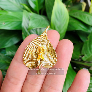 Ghim cài áo phật tử Lá bồ đề 3D xách tay Ấn Độ 3*4 cm