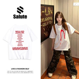 Salute Áo phông nữ trắng cổ tròn ngầu local brand áo thun bigsize mùa hè 100%Cotton Y0966