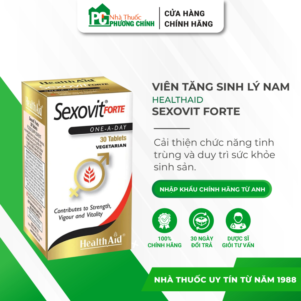 Viên Uống Tăng Cường Sinh Lý HealthAid Sexovit Forte Giúp Tăng Cường Sinh Lý Cho Cả Nam & Nữ (Hộp 30 Viên)